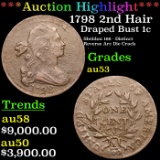 ***Auction Highlight*** 1798 2nd Hair Draped Bust Large Cent 1c Graded Select AU BY USCG (fc)