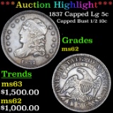 ***Auction Highlight*** 1837 Capped Lg 5c Capped Bust Half Dime 1/2 10c Graded ms62 By SEGS (fc)