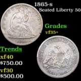 1865-s Seated Half Dollar 50c Grades vf+++