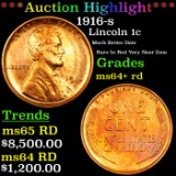 ***Auction Highlight*** 1916-s Lincoln Cent 1c Graded ms64+ rd By SEGS (fc)