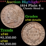 ***Auction Highlight*** 1814 Plain 4 Classic Head Large Cent 1c Graded xf40 details By SEGS (fc)