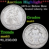 ***Auction Highlight*** 1875-cc Below Bow Seated Liberty Dime 10c Graded ms63 By SEGS (fc)