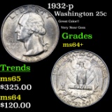 1932-p Washington Quarter 25c Grades Choice+ Unc