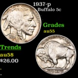 1937-p Buffalo Nickel 5c Grades Choice AU