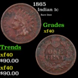 1865 Indian Cent 1c Grades xf