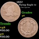 1857 Flying Eagle Cent 1c Grades g+