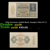 1922 Germany 10,000 Mark Vampire Note P# 71 Grades Choice AU/BU Slider