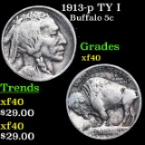1913-p TY I Buffalo Nickel 5c Grades xf