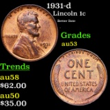 1931-d Lincoln Cent 1c Grades Select AU