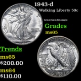 1943-d Walking Liberty Half Dollar 50c Grades GEM Unc