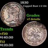 1830 Capped Bust Half Dime 1/2 10c Grades vf details