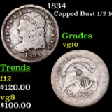 1834 Capped Bust Half Dime 1/2 10c Grades vg+