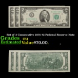 Set of 3 Consecutive 1976 $2 Federal Reserve Note Grades CU