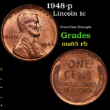 1948-p Lincoln Cent 1c Grades GEM Unc RB