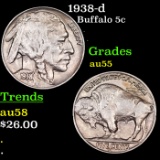 1938-d Buffalo Nickel 5c Grades Choice AU