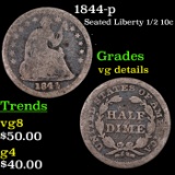 1844-p Seated Liberty Half Dime 1/2 10c Grades vg details