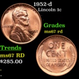 1952-d Lincoln Cent 1c Grades GEM++ Unc RD