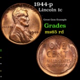 1944-p Lincoln Cent 1c Grades GEM Unc RD