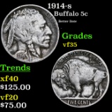 1914-s Buffalo Nickel 5c Grades vf++