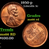 1950-p Lincoln Cent 1c Grades GEM+ Unc RD
