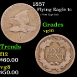 1857 Flying Eagle Cent 1c Grades vg+