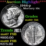 ***Auction Highlight*** 1944-p Mercury Dime 10c Graded ms66+ fsb By SEGS (fc)