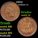 1904 Indian Cent 1c Grades Choice Unc RB