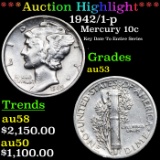 ***Auction Highlight*** 1942/1-p Mercury Dime 10c Graded au53 By SEGS (fc)