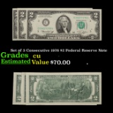 Set of 3 Consecutive 1976 $2 Federal Reserve Note Grades CU