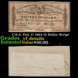 C.S.A. Fed, 17 1864 15 Dollar Script Grades vf details