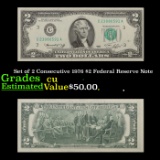 Set of 2 Consecutive 1976 $2 Federal Reserve Note Grades CU