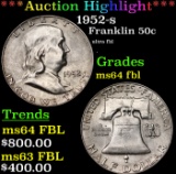 ***Auction Highlight*** 1952-s Franklin Half Dollar 50c Graded ms64 fbl By SEGS (fc)