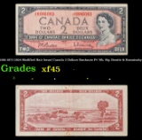 1961-1972 (1954 Modified Hair Issue) Canada 2 Dollars Banknote P# 76b, Sig. Beattie & Rasminsky Grad