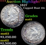 ***Auction Highlight*** 1827 Capped Bust Dime 10c Graded ms62 By SEGS (fc)