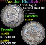 ***Auction Highlight*** 1834 Lg 4 Capped Bust Dime 10c Graded ms64+ By SEGS (fc)
