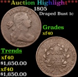 ***Auction Highlight*** 1805 Draped Bust Large Cent 1c Graded xf BY USCG (fc)