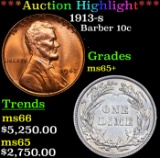 ***Auction Highlight*** 1913-s Barber Dime 10c Graded ms65+ By SEGS (fc)