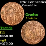 1787 Connecticut Colonial Cent 1c Grades f details