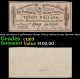 1864 5th Series Confederate States Thirty Dollars Loan Interest Note Grades Select CU