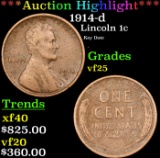 ***Auction Highlight*** 1914-d Lincoln Cent 1c Graded vf25 By SEGS (fc)