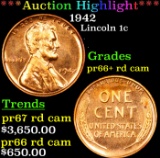 Proof ***Auction Highlight*** 1942 Lincoln Cent 1c Graded Gem++ Proof RD Cam BY USCG (fc)