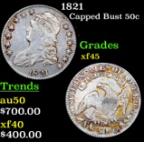 1821 Capped Bust Half Dollar 50c Graded xf45 By SEGS