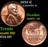 1952-d Lincoln Cent 1c Grades Gem+ Unc RD