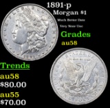 1891-p Morgan Dollar $1 Grades Choice AU/BU Slider