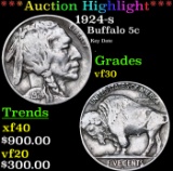 ***Auction Highlight*** 1924-s Buffalo Nickel 5c Graded vf30 By SEGS (fc)