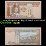 2016 Mongolia 50 Tugrik Banknote P# 64d Grades Gem+ CU