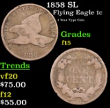 1858 SL Flying Eagle Cent 1c Grades f+