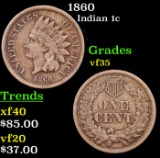 1860 Indian Cent 1c Grades vf++