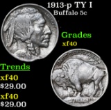 1913-p TY I Buffalo Nickel 5c Grades xf