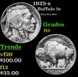 1925-s Buffalo Nickel 5c Grades f+